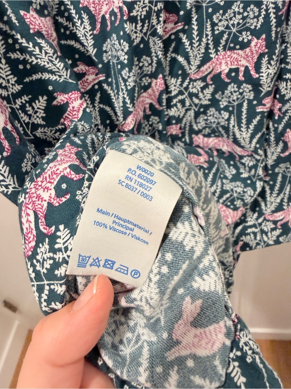 Boden Tunic Dress Green and Purple Forest Fox and Rabbit print size 6 - Picture 4 of 4